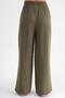 4286 Women's Wide Leg Elastic Waist Muslin Palazzo Pants Khaki - 6