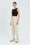 4566 Women's Elastic Waist Linen Trousers Natural - 3