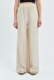 4315 Women's Elastic Waist Palazzo Trousers Beige - 4