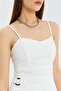4564 Women's Gipe Detailed Strappy Linen Blouse Ecru - 4