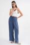 4668 Women's Pleated Palazzo Wide Leg Pants Indigo - 4