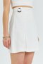 4565 women's slit linen skirt with buckle detail - ecru - 3