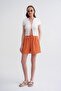 4548 Women's Elastic Waist Muslin Shorts Orange - 2