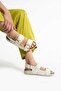 Amour Myles White Sports Gold Buckle Women's Sandals - 3