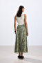Pastel Green Floral Patterned Chiffon Skirt - 6