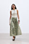 Pastel Green Floral Patterned Chiffon Skirt