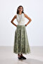 Pastel Green Floral Patterned Chiffon Skirt - 3