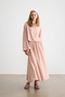 Dusty Pink Cotton Linen Shirt with Stitching Details - 4