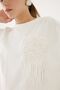 White T-Shirt with Embroidery Detail and Short Sleeves - 5