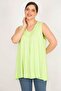 Women's Green Large Size Front A Pleated V-Neck Sleeveless Tunic 65n36082