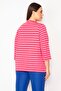 Women's Large Size Fuchsia High Collar Capri Sleeve Striped Blouse 65n29480 - 4