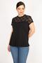 Women's Black Large Size Cotton Fabric Lace Blouse with Front Cloth and Sleeves 65n36080 - 6