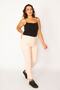 Women's Large Size Pink Pocket and Cup Detailed Lycra Trousers 65n34118 - 4