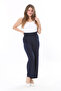 Women's Plus Size Navy Blue Wide Elastic Waist Lycra Jersey Trousers 65N37845 - 6