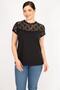 Women's Black Large Size Cotton Fabric Lace Blouse with Front Cloth and Sleeves 65n36080 - 5