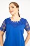 Women's Cobalt Blue Plus Size Cotton Fabric Lace Detailed Blouse 65n35922 - 6