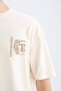 100% Cotton Oversize Wide Fit Crew Neck Back Printed Short Sleeve T-Shirt C7166Ax25Sm - 6