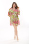 Women's Large Size Color Front Placket Button Lined Chiffon Tunik 65N37620 - 3
