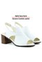 Saules White Genuine Calfskin Cutout Detailed Rubber Band Thick Heeled Sandals - 5