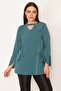 Women's Plus Size Green Collar and Flywheel Detailed Blouse 65n31382 - 6