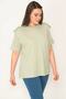 Women's Plus Size Green Shoulder Detailed Padded Blouse 65n32583 - 4