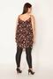 Women's Large Size Colorful Patterned Chiffon Fabric Strap Layered Tunic 65n32041 - 5