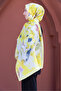 Romantic Yellow Floral Patterned Cotton Shawl - 6