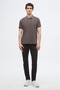 Regular Fit Anthracite Pique Textured 100% Cotton Non-Curling Polo Neck Embroidered T-Shirt - 4