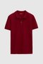 Regular Fit Burgundy Pique Textured 100% Cotton Non-Curling Polo Neck Embroidered T-Shirt - 5