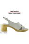 Seras Mink Genuine Calfskin Cross Strap Hole Detailed Thick Heeled Daily Sandals - 2