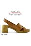 Seras Taba Genuine Calfskin Cross Strap Hole Detailed Thick Heeled Daily Sandals - 2