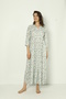 Women's Cotton Fabric Patterned Long Dress 7715 - 7
