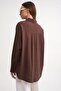 4670 Women's Oversize Basic Linen Shirt with Pockets Brown - 7