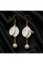 Lilia - Handmade Polymer Clay Earrings with White Leaf and Pearl Detail |   Elegant and Stylish Design - 3
