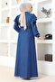 Ruffled Shoulder Buttoned Ferace Dark Blue 19204 - 4