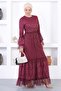 Pearl Lace Flounce Sleeve Evening Dress Burgundy 12213 - 4