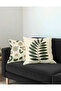 Punch Embroidery Patterned Cream Background Green Cream Color Digital Printed 2-Piece Throw Pillow Cover - 5