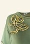 Gold Embroidered Green Combed Oversize Dress - 4