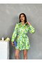 Patterned Belted Satin Mini Dress - 3