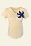 Blue Starfish Embroidered Cream Color V-Neck T-Shirt - 3