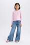 Girls Slim Fit Slim Fit Crew Neck Rib Long Sleeve T-Shirt B7452A825Sp - 2