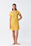 Women's Cotton Combed Short Sleeve Buttoned Yellow Tunic Nightgown 13109