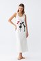 Women's Thick Strap Combed Cotton Long Ecru Nightgown 12001