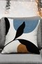 Abstract Modern Leaf Blue Brown Color Digital Printed Decorative Set of 4 Throw Pillow Cases - 2