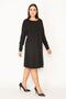 Women's Black Plus Size Front Zipper Waist Band Dress 65n35673 - 4