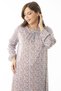 Women's Plus Size Blue Long Dress with Gathered Collar and Sleeves and Rubber Detail 65n36905 - 7