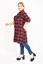 Women's Large Size Burgundy Plaid Patterned Front Buttoned Faux Leather Garnished Tunic Dress 65n35422 - 5