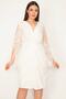 Women's Plus Size Bone Front Gathered and Lace Detailed Lined Evening Dress 65n32510 - 5