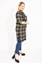 Women's Large Size Khaki Plaid Patterned Front Buttoned Faux Leather Garnished Tunic Dress 65n35422 - 5