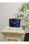 Women's Satin Navy Blue Evening Dress Clutch Portfolio Ladies Bag - 6